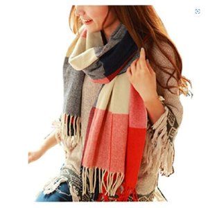 Wander Agio Women's Fashion Long Shawl Big Grid Winter Warm Lattice Large Scarf